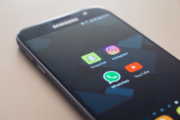 social media on mobile phone